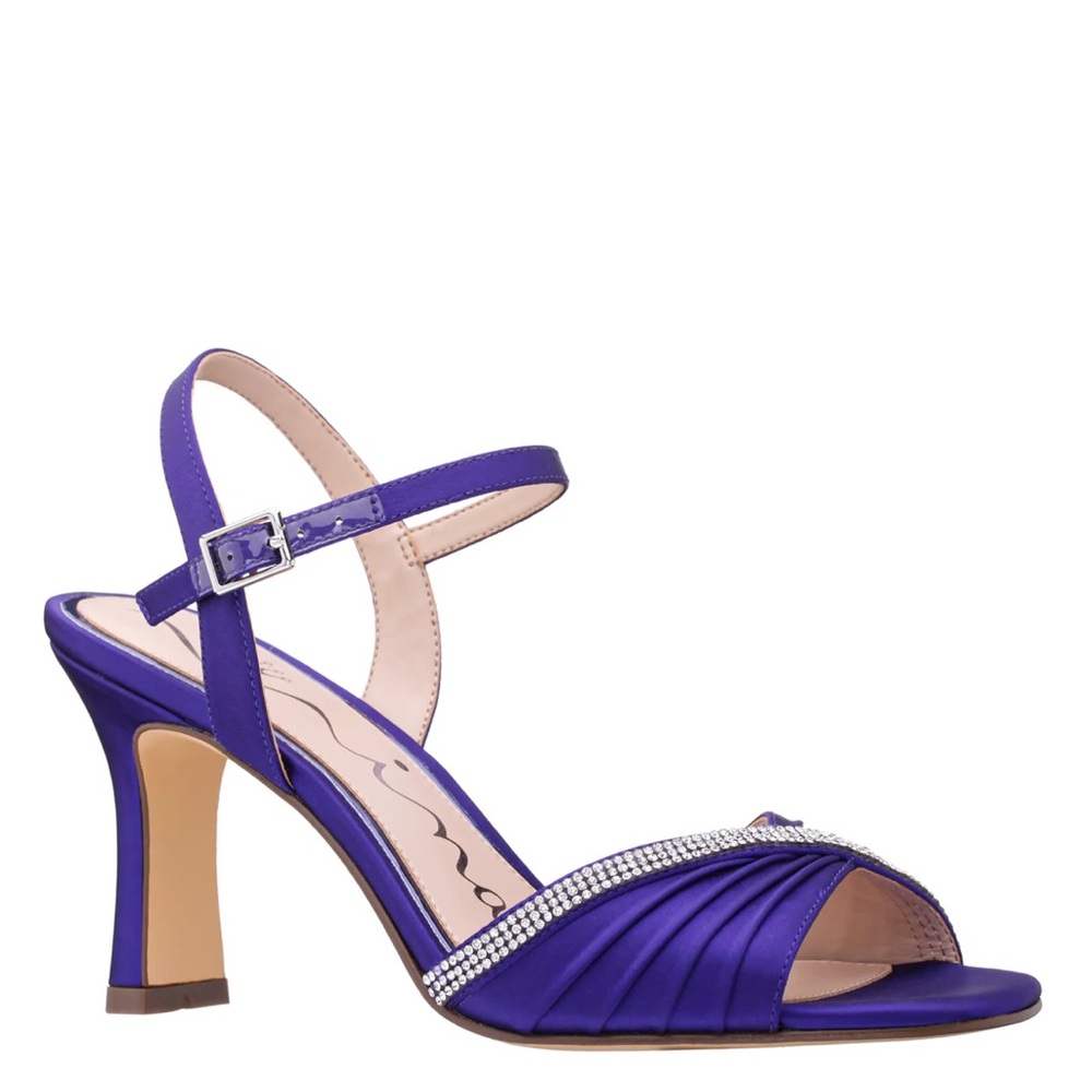 Nina Agnes Purple Midnight Plum Satin Heels with Rhinestone - Size 7, NWT